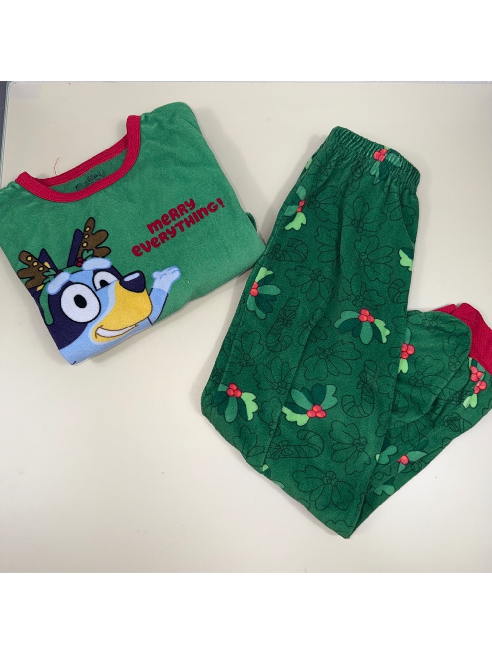 Bluey Girls Size 6 Christmas Pajama Set Green